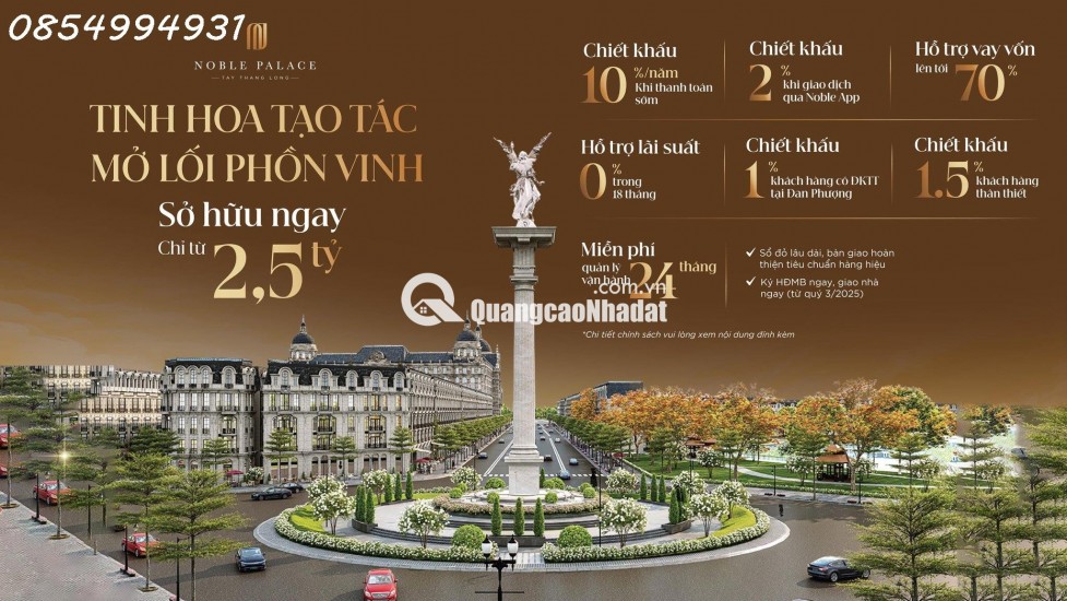 Nhà phố Châu Âu NOBLE PALACE chỉ từ 12 tỷ cửa ngõ Tây Hà Nội (0854 994 931)